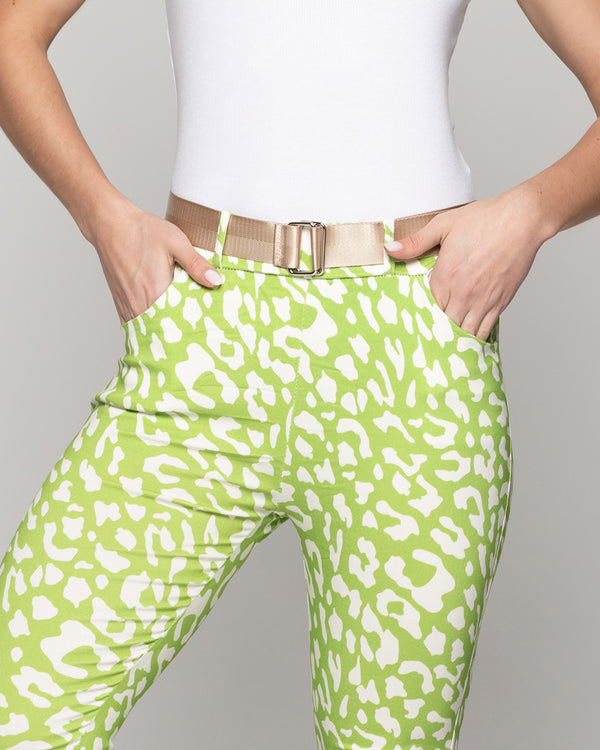 Pantalón Mujer Phedra Con Estampado Animal Verde Pistacho Lineatre