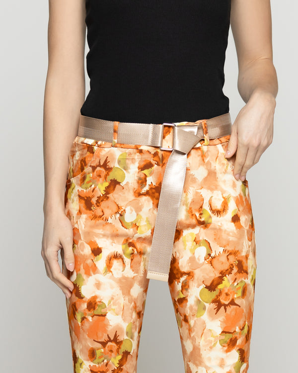 Pantalón Mujer Phedra Con Estampado Floral Camel Lineatre