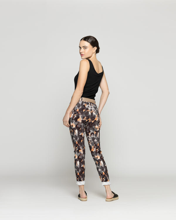 Pantalón Mujer Phedra Con Estampado Floral Negro Lineatre