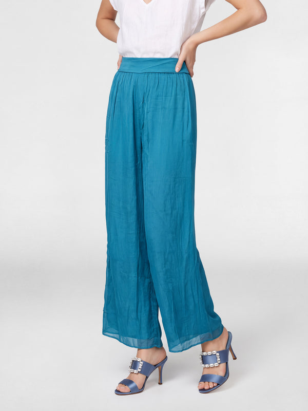 Pantalón Mujer Beatriz Largo Tiro Alto Petróleo Lineatre