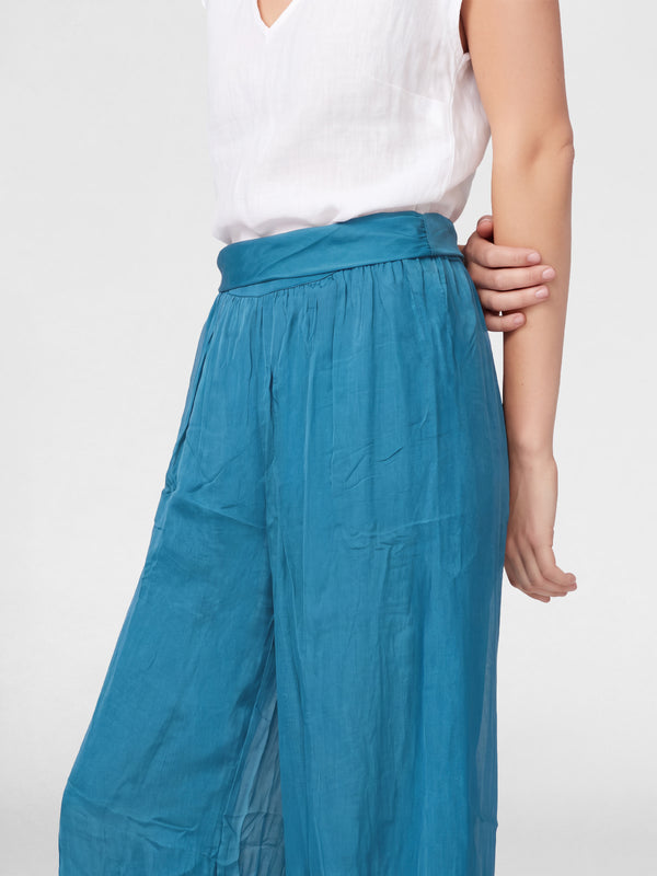 Pantalón Mujer Beatriz Largo Tiro Alto Petróleo Lineatre