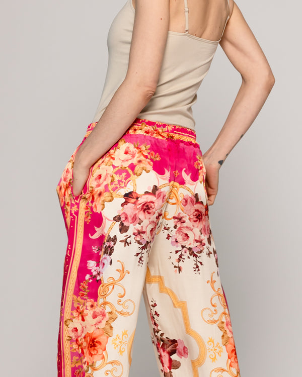 Pantalón Mujer Brenna Satinado Estampado Barroco Fucsia Lineatre