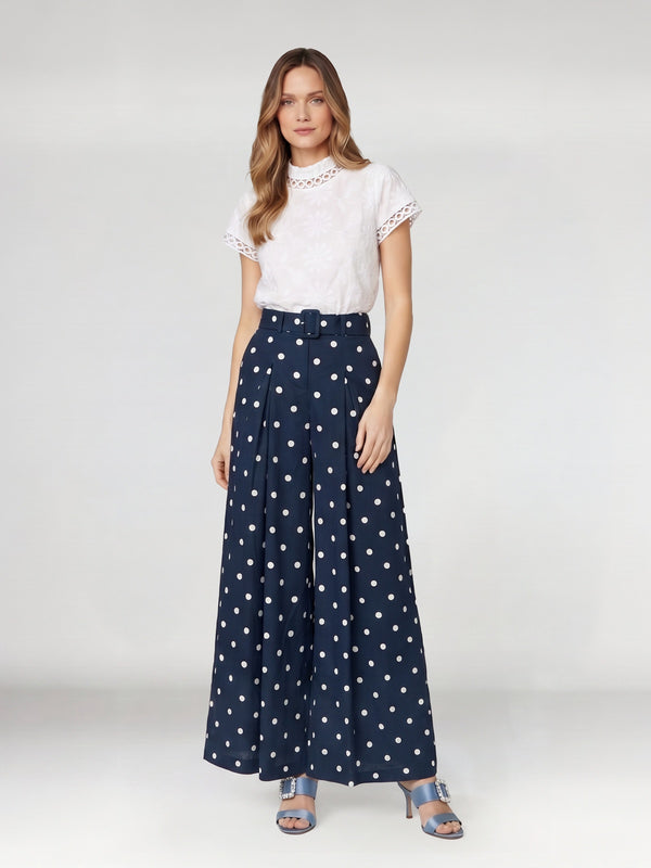 Pantalón Mujer Loreto Largo Tiro Alto Azul Lineatre