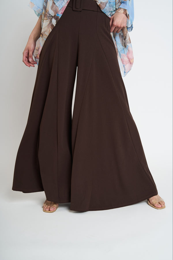 Pantalón Mujer Soledad Largo Tiro Alto Chocolate Lineatre