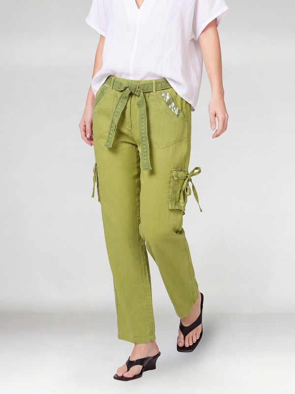 Pantalón Mujer Magdalena Largo Tiro Alto Verde Lineatre