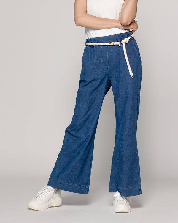 Pantalón Mujer Pascuala Con Cinturón Azul Lineatre
