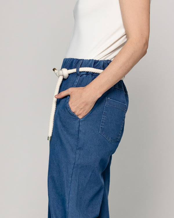 Pantalón Mujer Pascuala Con Cinturón Azul Lineatre
