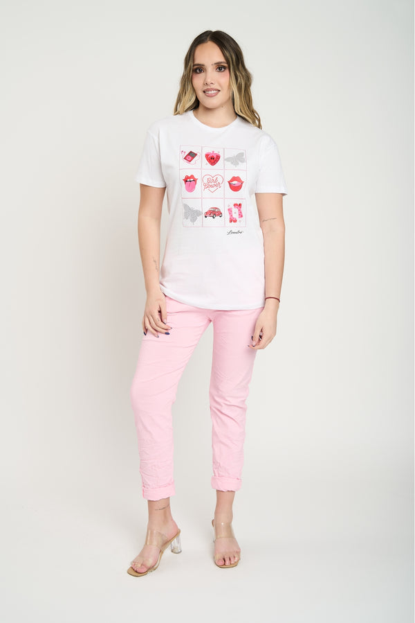 Polera Mujer Girl Power Blanco Lineatre
