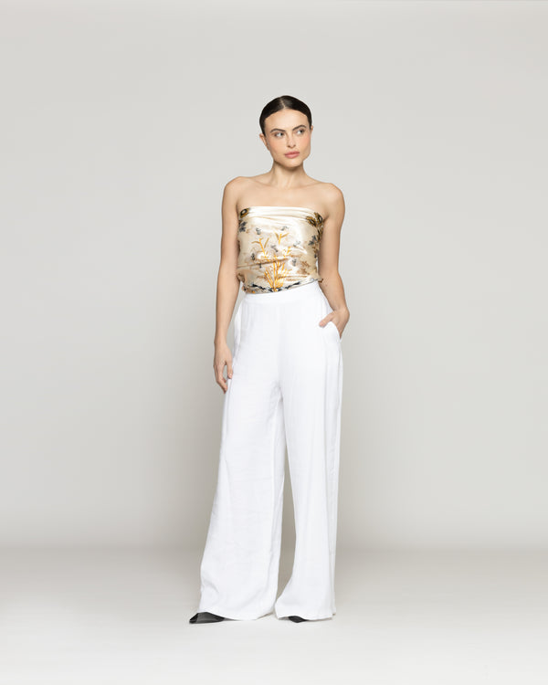 Pantalón Mujer Paloma Viscosa Calce Relajado Blanco Lineatre