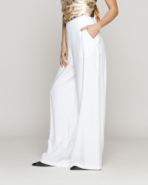 Pantalón Mujer Paloma Viscosa Calce Relajado Blanco Lineatre