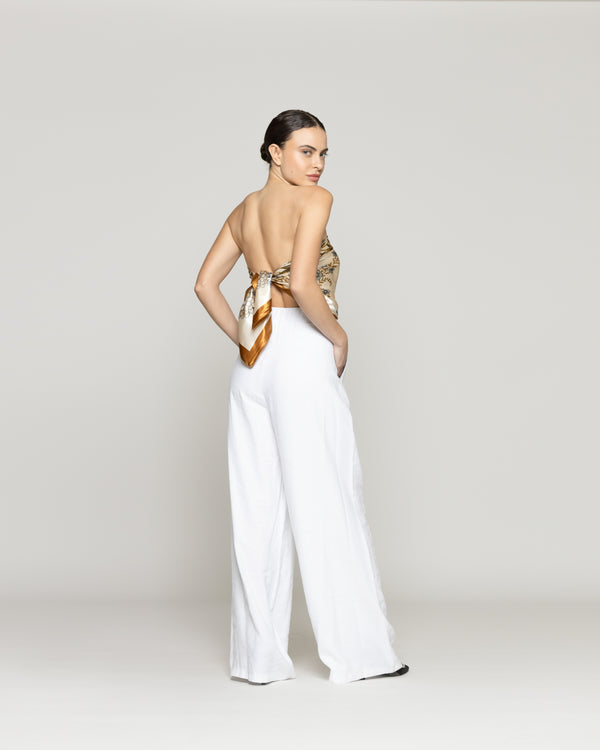 Pantalón Mujer Paloma Viscosa Calce Relajado Blanco Lineatre