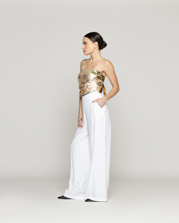Pantalón Mujer Paloma Viscosa Calce Relajado Blanco Lineatre