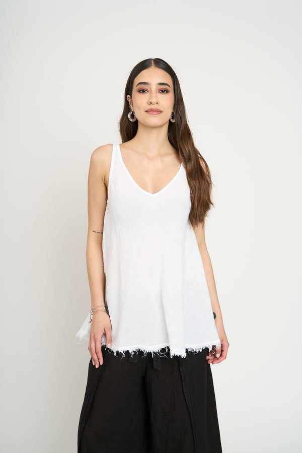 Top Mujer Clara Lino Blanco Lineatre