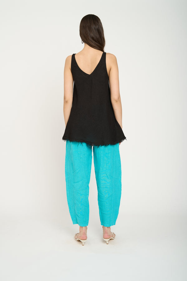 Top Mujer Clara Lino Negro Lineatre