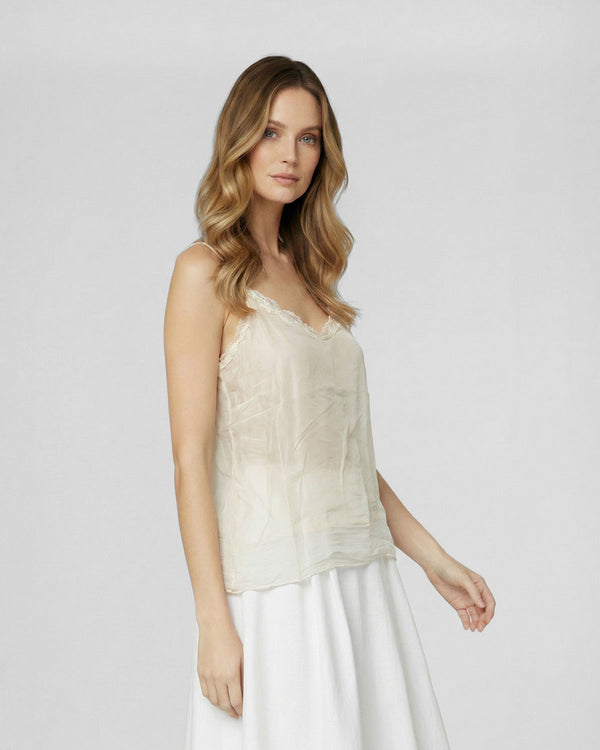 Top Mujer Orsola Relaxed Escote redondo Tirantes Crudo Lineatre
