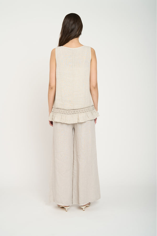 Top Mujer Graziella Cuello redondo Beige Lineatre