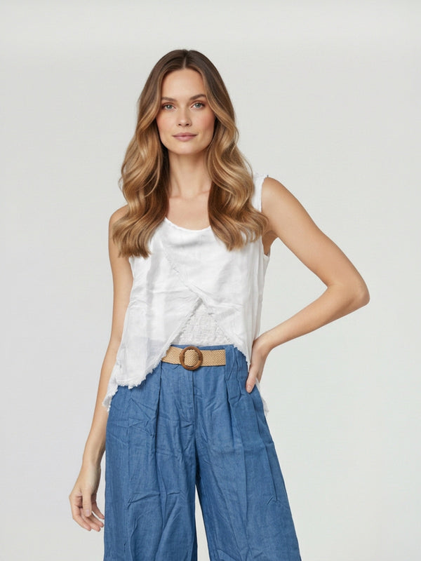 Top Mujer Stella Escote redondo Blanco Lineatre