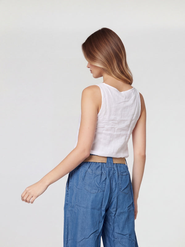 Top Mujer Stella Escote redondo Blanco Lineatre