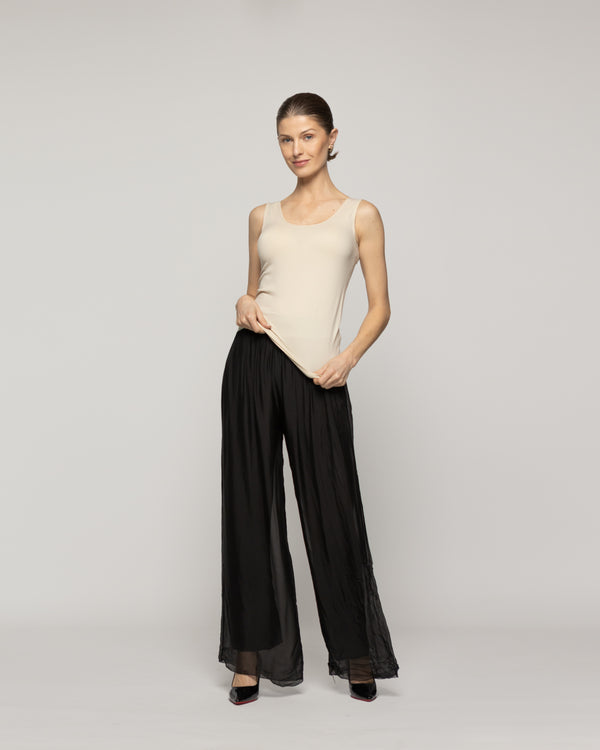 Top Mujer Teodora Mangas Anchas Beige Lineatre