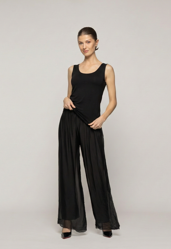 Top Mujer Teodora Mangas Anchas Negro Lineatre