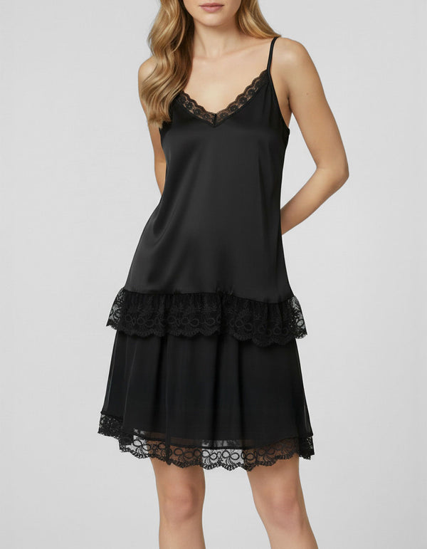Top Mujer Giorgia Relaxed fit Escote en V Tirantes Negro Lineatre