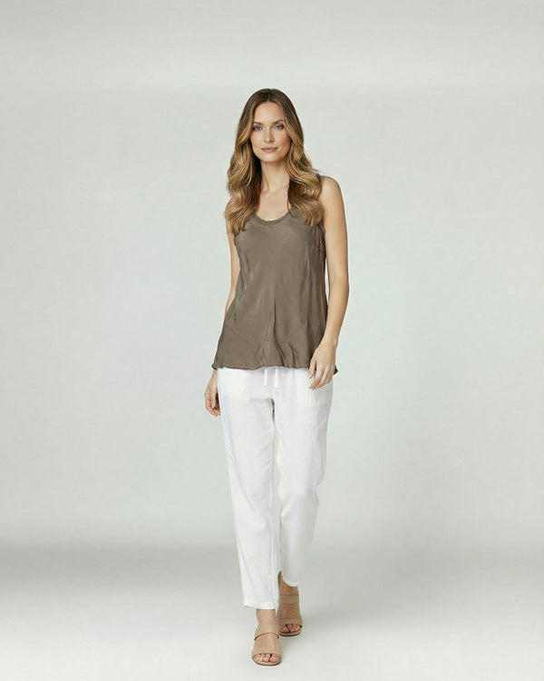 Top Mujer Nerina Regular Escote redondo Tirantes Fango Lineatre