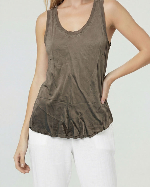 Top Mujer Nerina Regular Escote redondo Tirantes Fango Lineatre