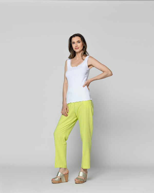 Top Mujer Básico Tommasa Acanalado Sin Mangas Blanco Lineatre