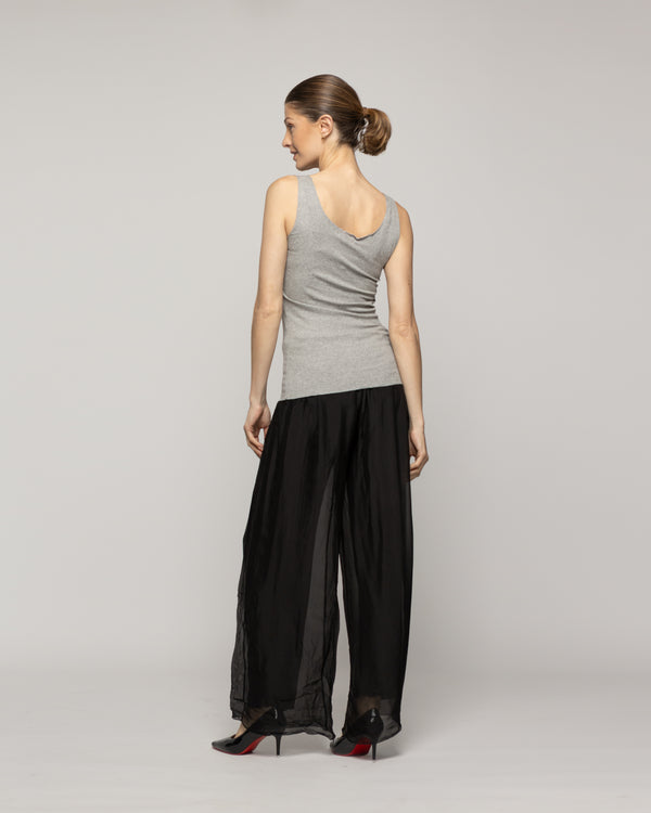 Top Mujer Básico Tommasa Acanalado Sin Mangas Gris Lineatre