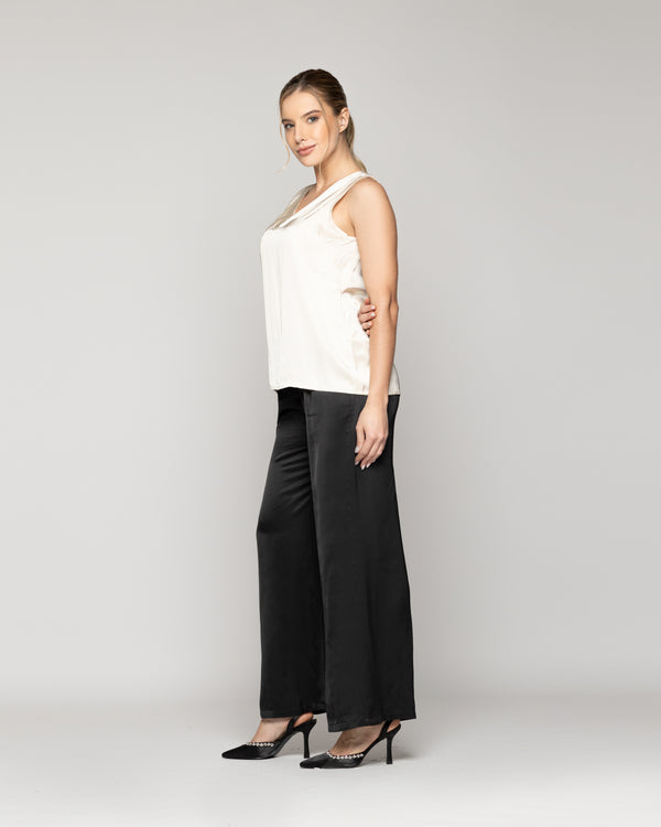 Top Mujer Tatiana Satinado Escote V Blanco Crudo Lineatre