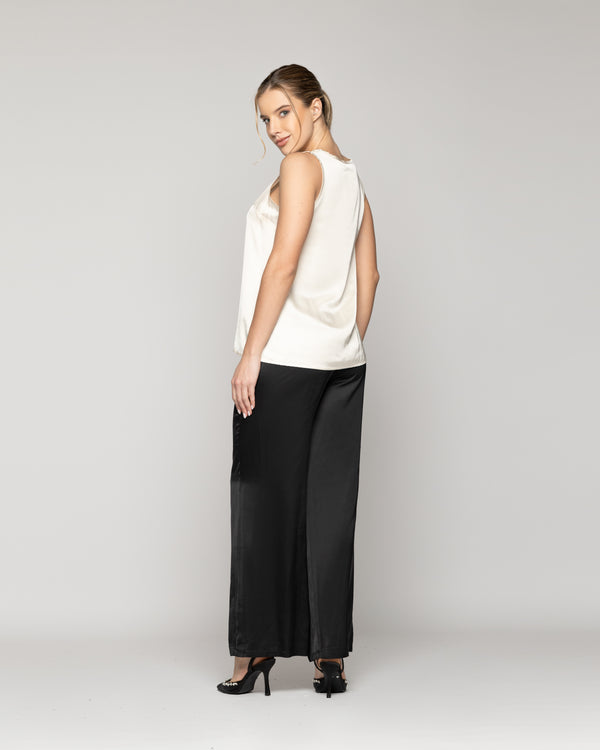 Top Mujer Tatiana Satinado Escote V Blanco Crudo Lineatre