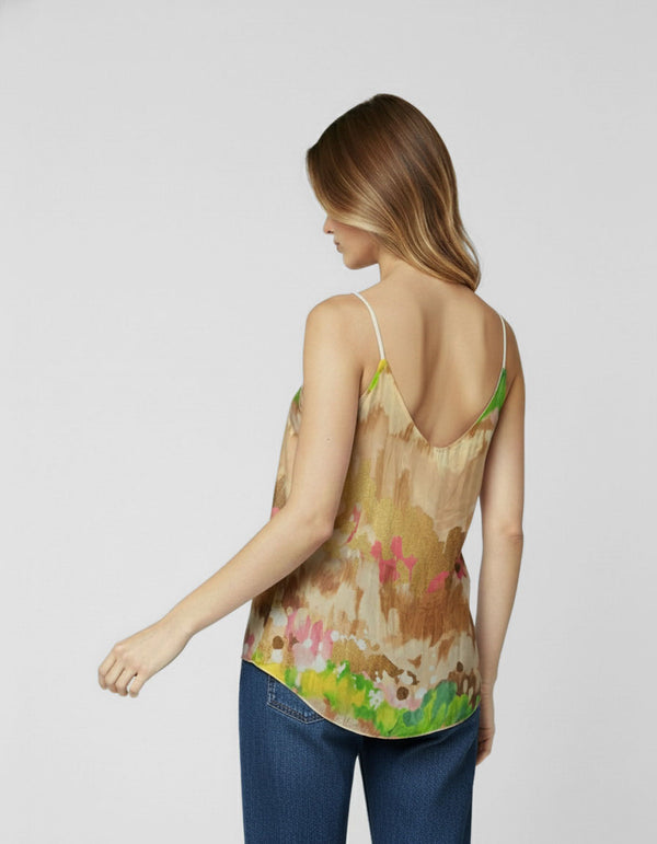 Top Mujer Valentina Relaxed fit Escote redondo Tirantes Beige Lineatre