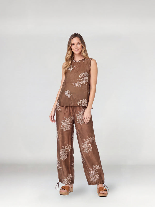 Top Mujer Emilia Cuello redondo Moka Lineatre