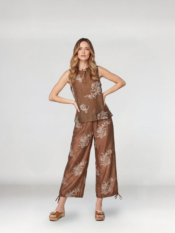 Top Mujer Emilia Cuello redondo Moka Lineatre