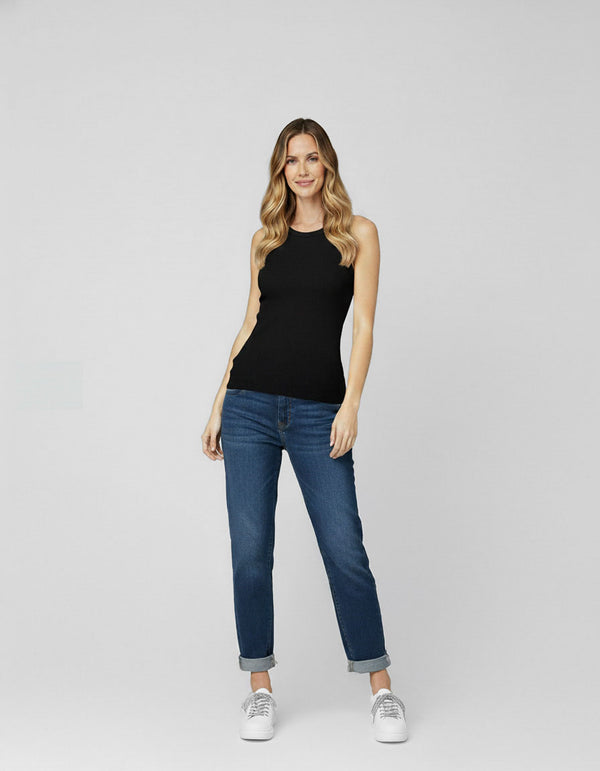 Top Mujer Mirella Slim fit Cuello redondo Negro Lineatre