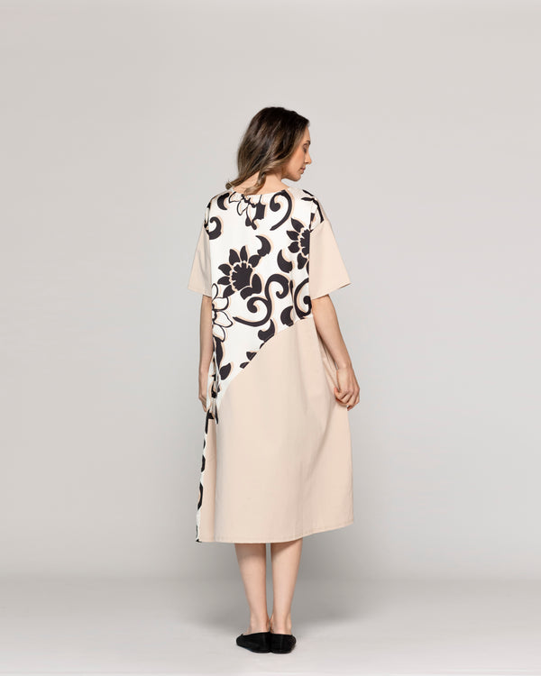 Vestido Mujer Largo Vania Con Bolsillo Decorativo Elasticado Beige Lineatre