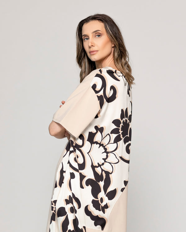 Vestido Mujer Largo Vania Con Bolsillo Decorativo Elasticado Beige Lineatre