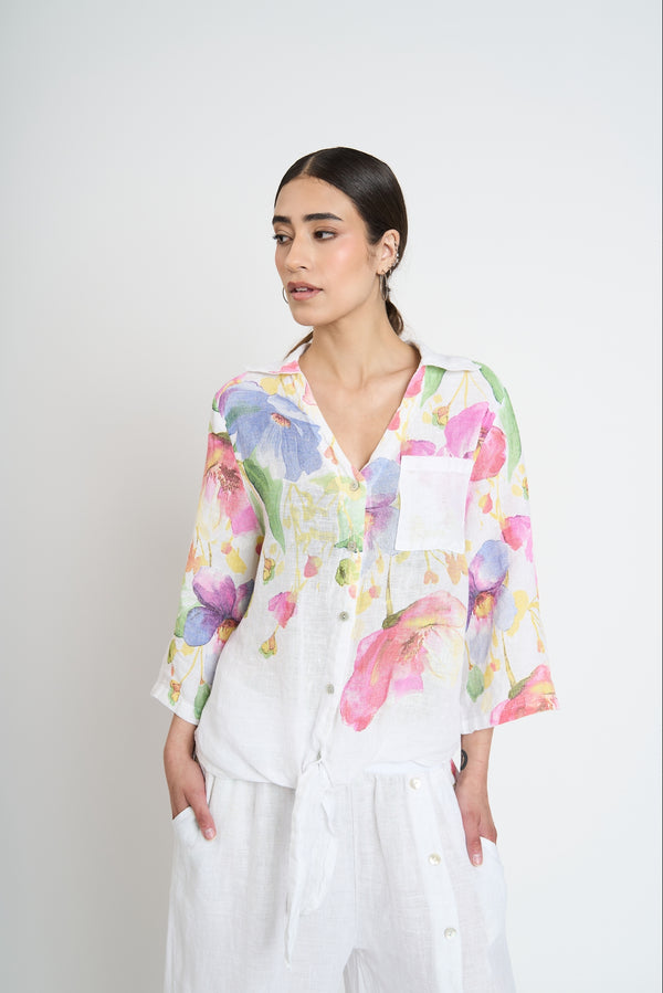 Blusa Mujer Elsa Cuello con solapa Blanco Lineatre