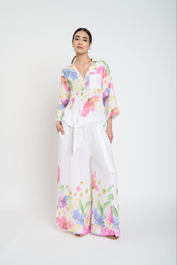 Blusa Mujer Elsa Cuello con solapa Blanco Lineatre