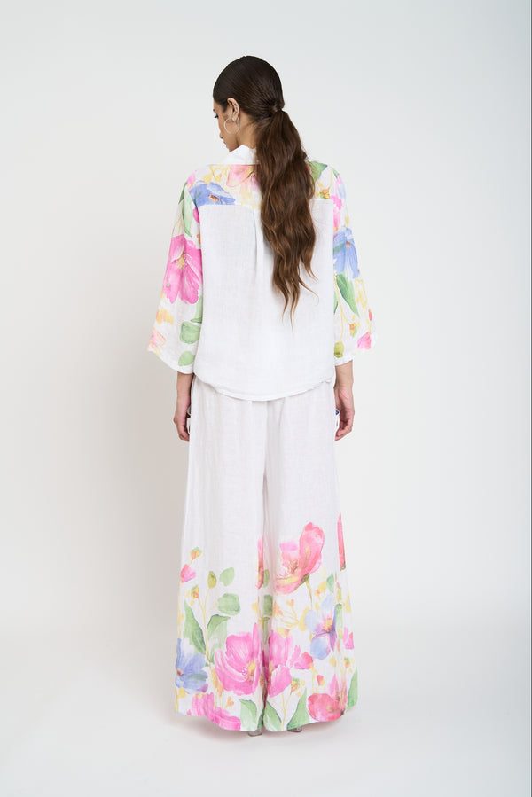 Pantalón Mujer Gala Largo Tiro Alto Blanco Lineatre