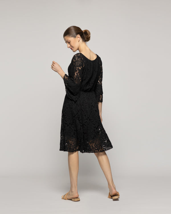 Vestido Mujer Verena Encaje Y Detalles De Lentejuelas Negro Lineatre