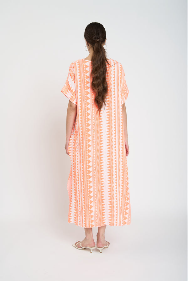 Vestido Mujer Jazmín Escote en V Coral Lineatre