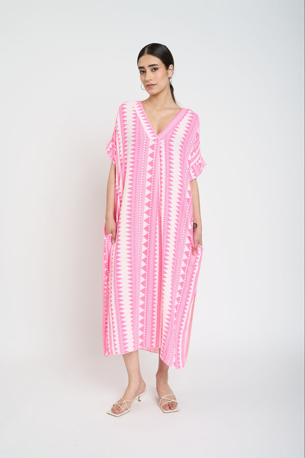 Vestido Mujer Jazmín Escote en V Fucsia Lineatre