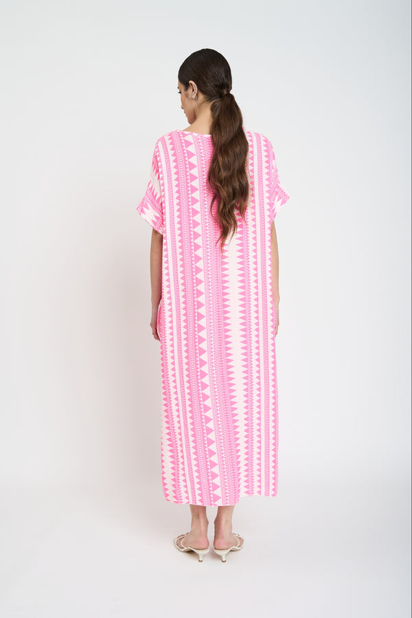 Vestido Mujer Jazmín Escote en V Fucsia Lineatre