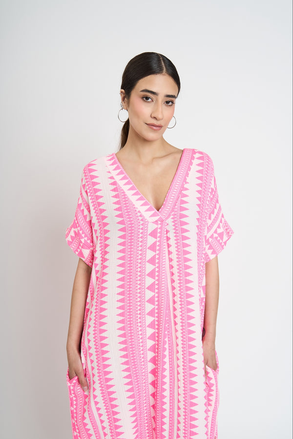 Vestido Mujer Jazmín Escote en V Fucsia Lineatre
