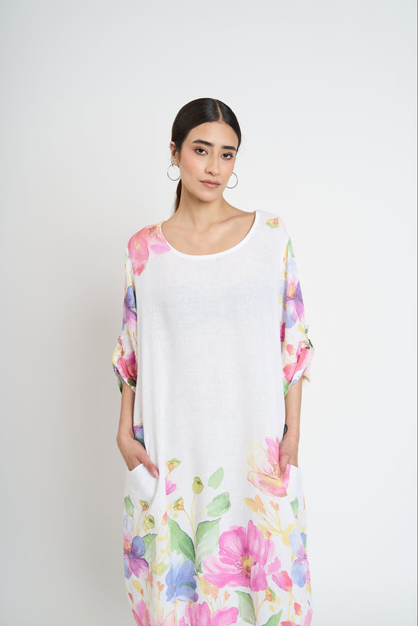 Vestido Mujer Perla Cuello redondo Blanco Lineatre