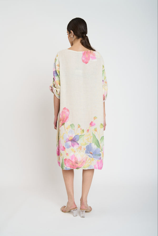 Vestido Mujer Perla Cuello redondo Beige Lineatre