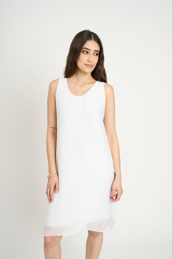 Vestido Mujer Natalia Cuello redondo Blanco Lineatre