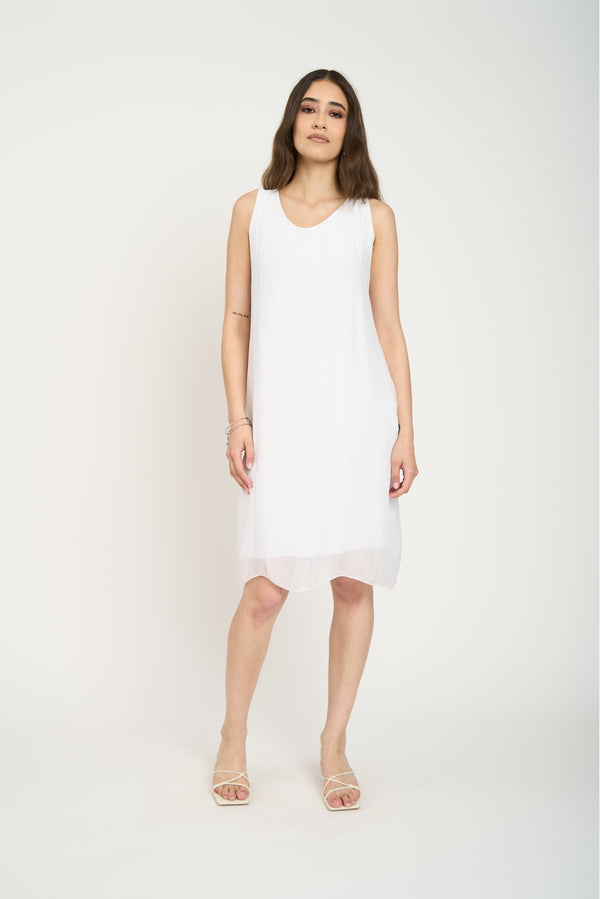 Vestido Mujer Natalia Cuello redondo Blanco Lineatre