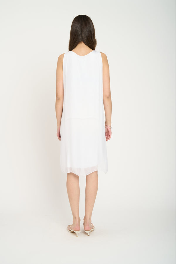 Vestido Mujer Natalia Cuello redondo Blanco Lineatre